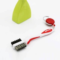 Golf Club Cleaning Brush With Badge Reel Golf Accessories Double-sided Brush With Brass & Nylon Bristle Wire Golf Cleaner